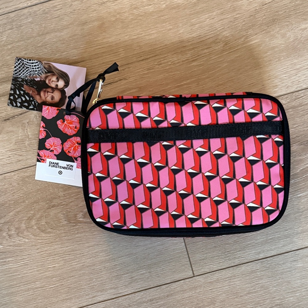 Diane Von Furstenberg Pink Geometric jewelry organizer Travel Bag